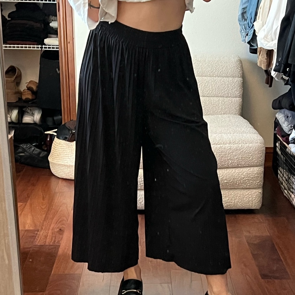 Naked Wardrobe Pleated Black Wide-Leg Pants